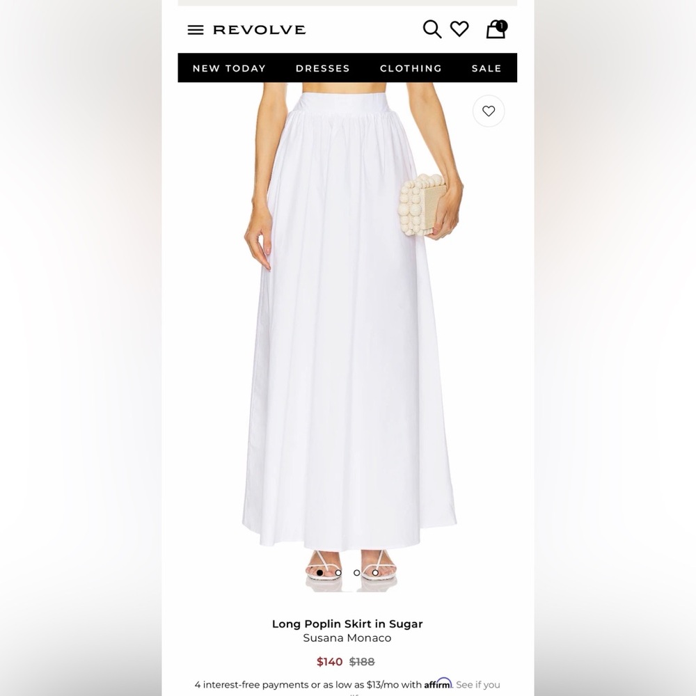 Susana Monaco maxi poplin white skirt